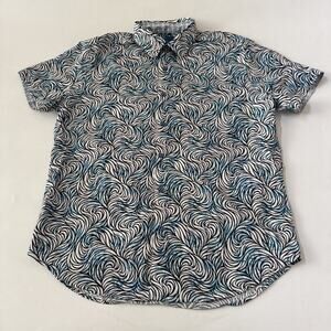 ROBERT GRAHAM Collared Shirt Abstract Wave All Over Print Button Down Mens Large